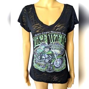 Daytona Beach Bike Week 2016- 75th Annual. St. Patty's Day semi sheer Top. Sz. L